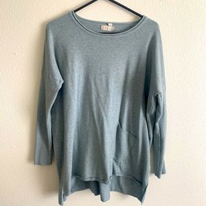 Blue Gray Oversized Long Sweater